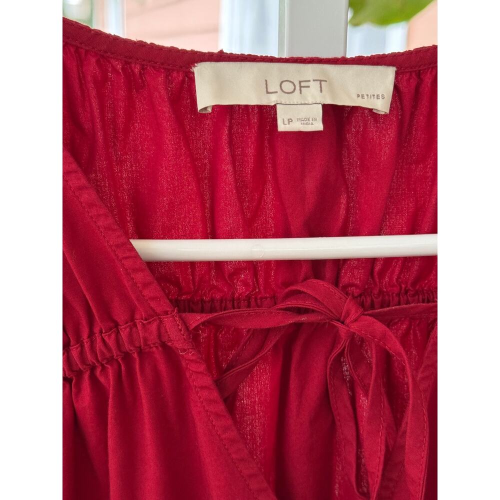 LOFT Burgundy Puff-Sleeve Mini Dress - Picture 6 of 10